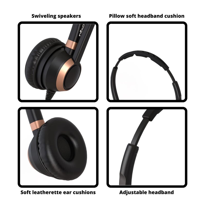 Discover D712U Corded USB Softphone Headset for Professionals- Compatible with Microsoft Teams, RingCentral, Webex, Jabber, Avaya, Zoom and More - Image 3